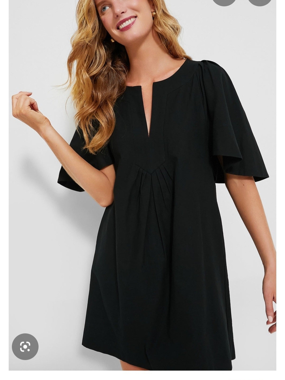 Pomander Place Black Flutter Sleeve V-Neck Shift Dress